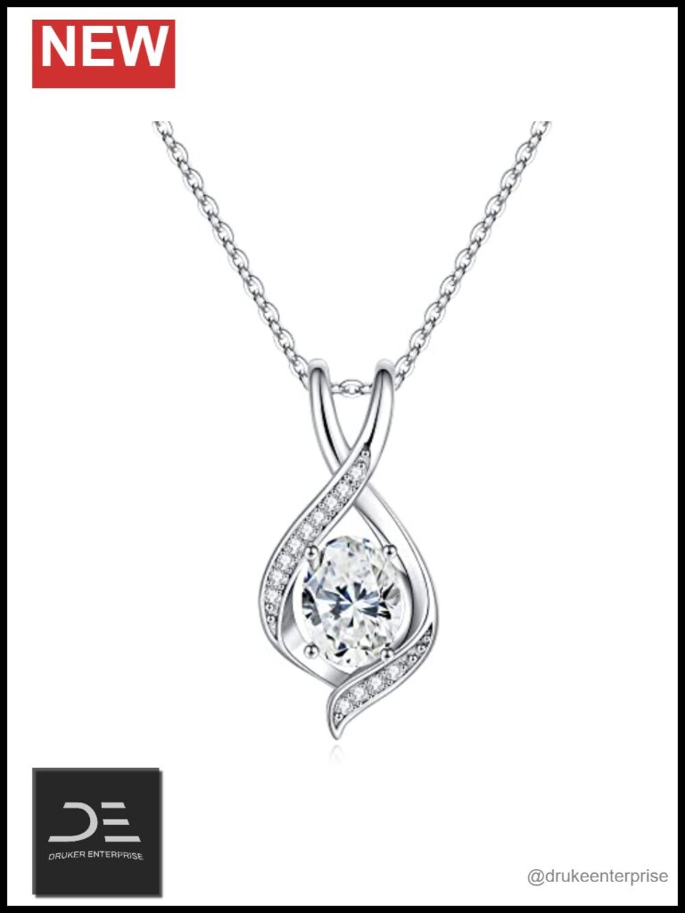Oval Sparkle Birthstone Necklace 925 Sterling Silver Pendant
